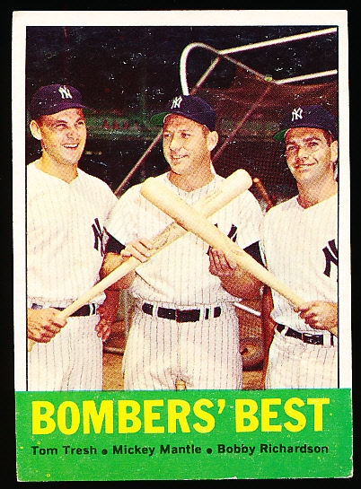 1963 Topps Baseball- #173 Bomber’s Best- Tresh/ Mantle/ Richardson
