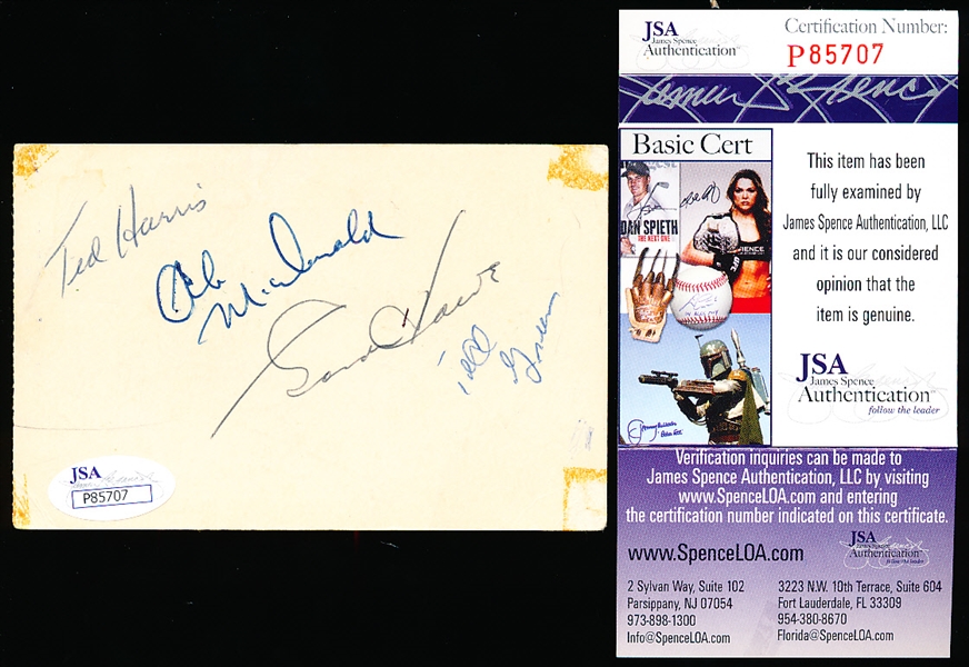 Autographed 1960’s Eaton’s Sporting Goods Appearance Ticket Stub- Signed by 4 Diff. on Back inc. Gordie Howe- JSA Certified