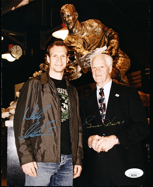 Autographed Gordie Howe and Nicklas Lidstrom Detroit Red Wings NHL Color 8” x 10” Photo- JSA Certified