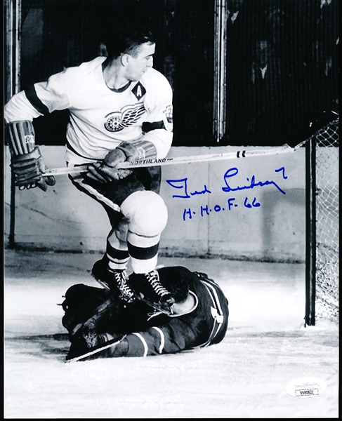 Autographed Ted Lindsay Detroit Red Wings NHL B/W 8” x 10” Photo- JSA Certified