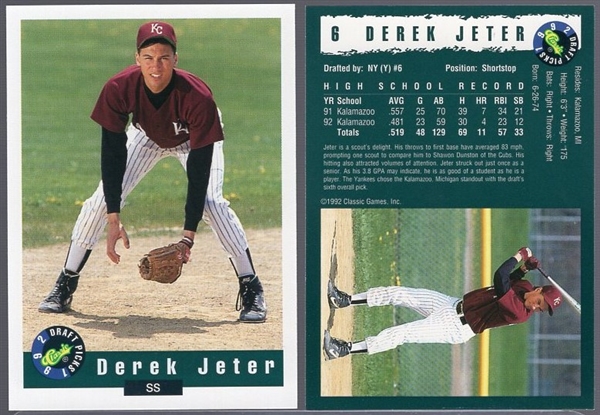 Lot Detail Classic Draft Picks Bb Derek Jeter Cards