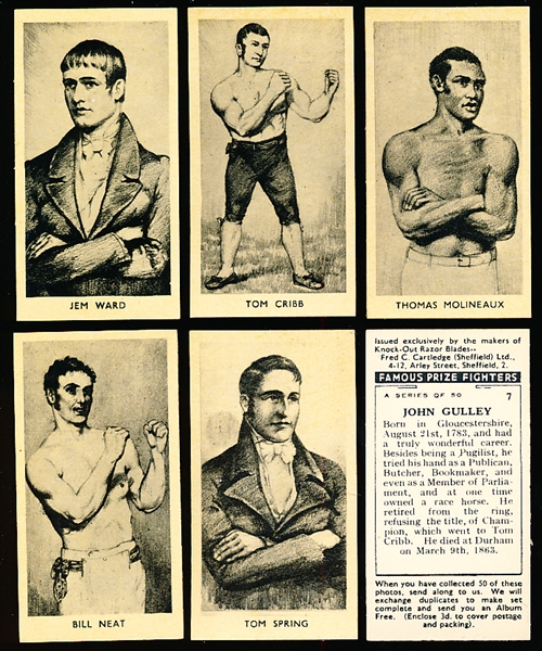 1938 Knock-Out Razor Blades “Famous Prize Fighters” Other Sports- 6 Diff.