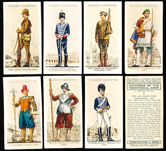 1939 John Player “Uniforms of the Territorial Army” Non-Sports- 1 Complete Set of 50 Cards