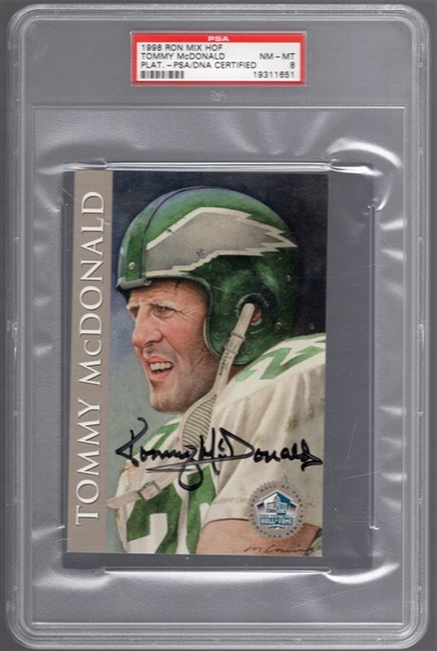Autographed 1998 Ron Mix Platinum Football #NNO Tommy McDonald- PSA/ DNA Certified Near Mint to Mint 8
