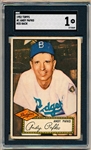 1952 Topps Baseball- #1 Andy Pafko, Brooklyn- SGC 1 (Poor)- Red back.