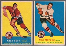 1957-58 Topps Hockey- 2 Diff. Black Hawks