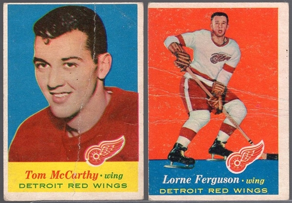 1957-58 Topps Hockey- 2 Diff. Red Wings