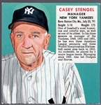 1952 Red Man Tobacco Bb- No Tab- Casey Stengel, New York Yankees- March expiration back