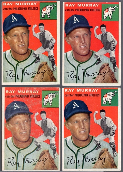 1954 Topps Bb- #49 Ray Murray, Phila A’s- 4 Cards