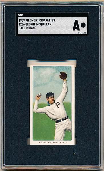 1909-11 T206 Bb- George McQuillen, Phila. Natl (Ball in Hand)- SGC Authentic(A)- Sweet Caporal 150 back.