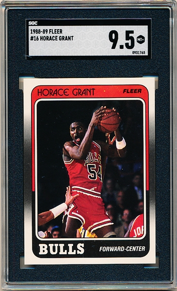 1988-89 Fleer Bskt.- #16 Horace Grant RC, Bulls- SGC 9.5 (MT+)