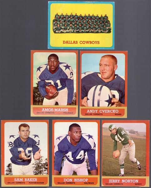 1963 Topps Fb- Dallas Cowboys- 6 Diff