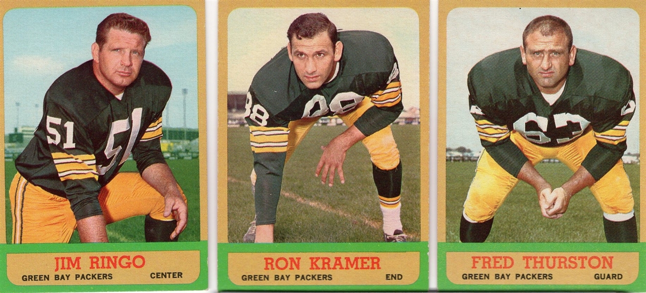 1963 Topps Fb- 3 Diff Green Bay Packers