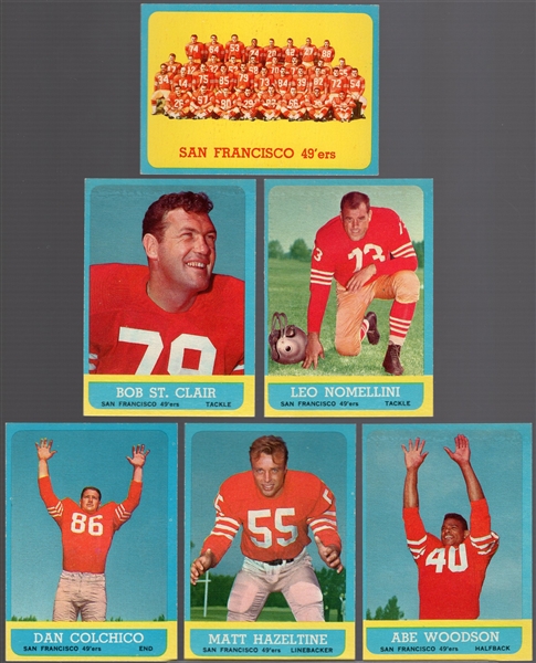 1963 Topps Fb- SF 49ers- 6 Diff