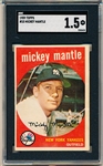 1959 Topps Baseball- #10 Mickey Mantle, Yankees- SGC 1.5 (Fair)
