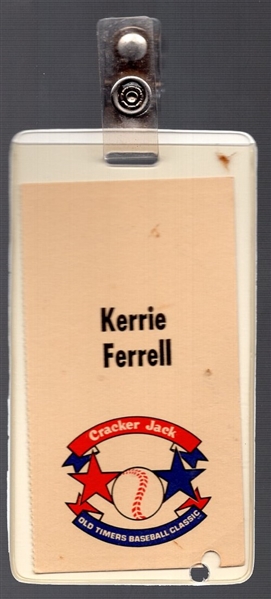 19?? Cracker Jack Baseball Classic Field Pass- “Kerrie Ferrell”
