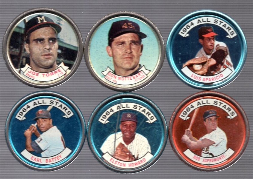 1964 Topps Bb Coins- 6 Diff