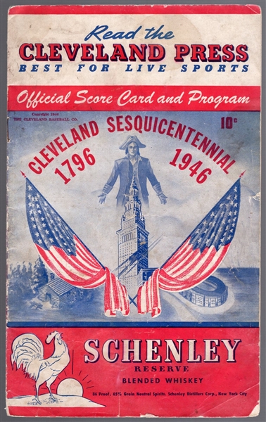 1946 New York Yankees @ Cleveland Indians MLB Program/ Score Book