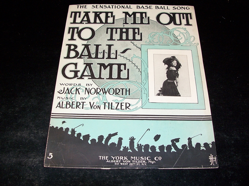 1908 York Music Co. Take Me Out to the Ballgame Sheet Music by Jack Norworth & Albert Von Tilzer