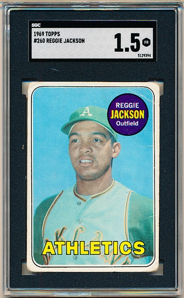 1969 Topps Baseball- #260 Reggie Jackson, A’s- SGC 1.5 (fair)