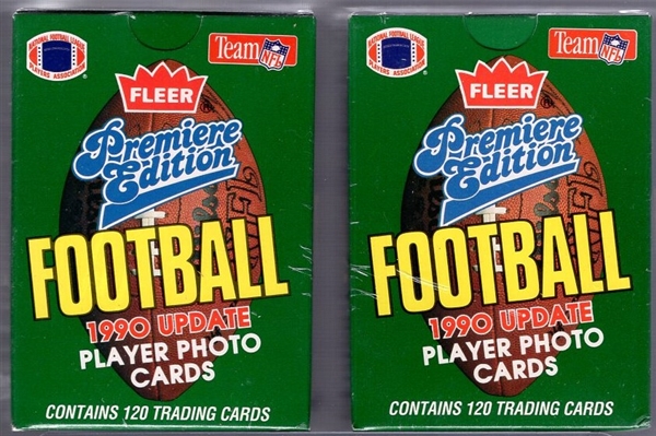 1990 Fleer Football Update Set- 2 Factory Sealed Sets of 120 Cards- Sealed in factory shrink-wrap as issued.