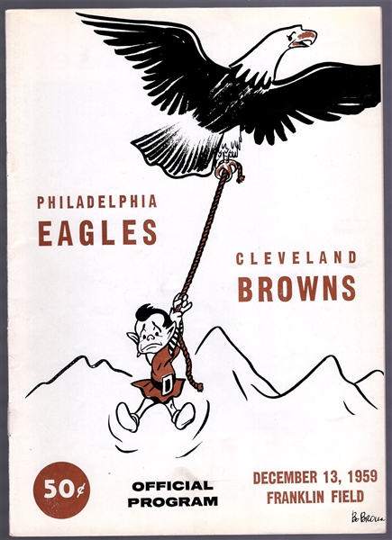 December 13, 1959 Browns @  Eagles NFL Program