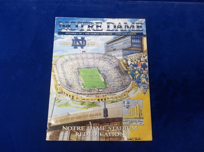 Sept. 6, 1997 Notre Dame NCAA Ftbl. Stadium Rededication Oversize Ticket and Program (at home vs. Georgia Tech)