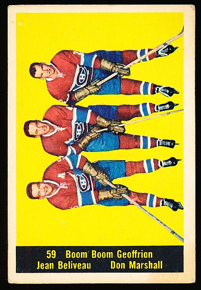 1960-61 Parkhurst Hockey- #59 Geoffrion/ Beliveau/ Marshall