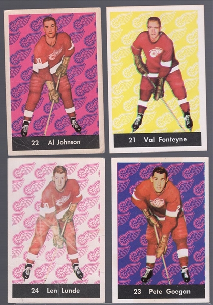 1961-62 Parkhurst Hockey- 4 Diff Red Wings