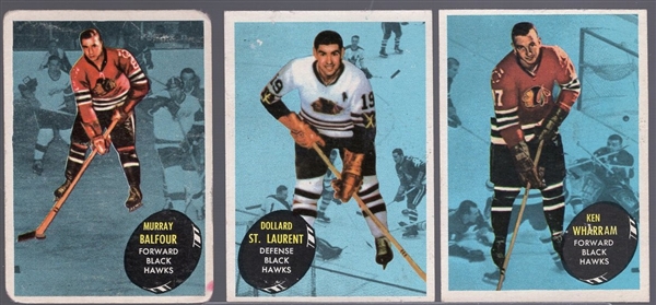 1961-62 Topps Hockey- 7 Diff Black Hawks