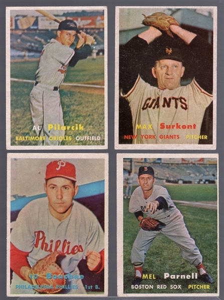 1957 Topps Bb- 4 Diff Semi Hi#’s