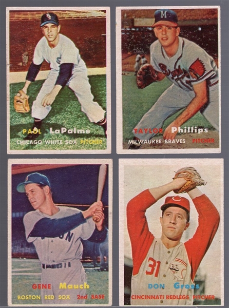 1957 Topps Bb- 4 Diff Semi Hi#’s