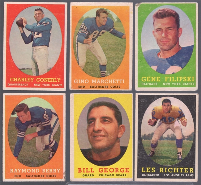 1958 Topps Fb- 6 Cards