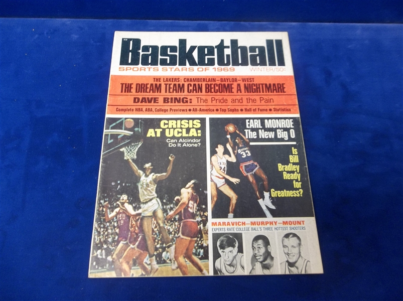 Winter 1969 Basketball Sports Stars of 1969- Lew Alcindor/ E. Monroe/ P. Maravich Cover