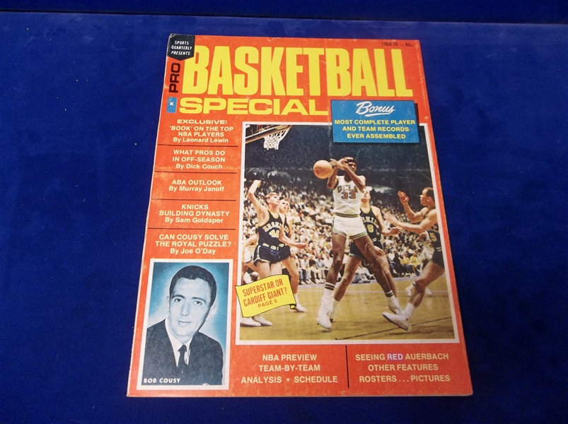 1969-70 Sports Quarterly Presents Pro Basketball Special- Lew Alcindor IA/ Bob Cousy Cover