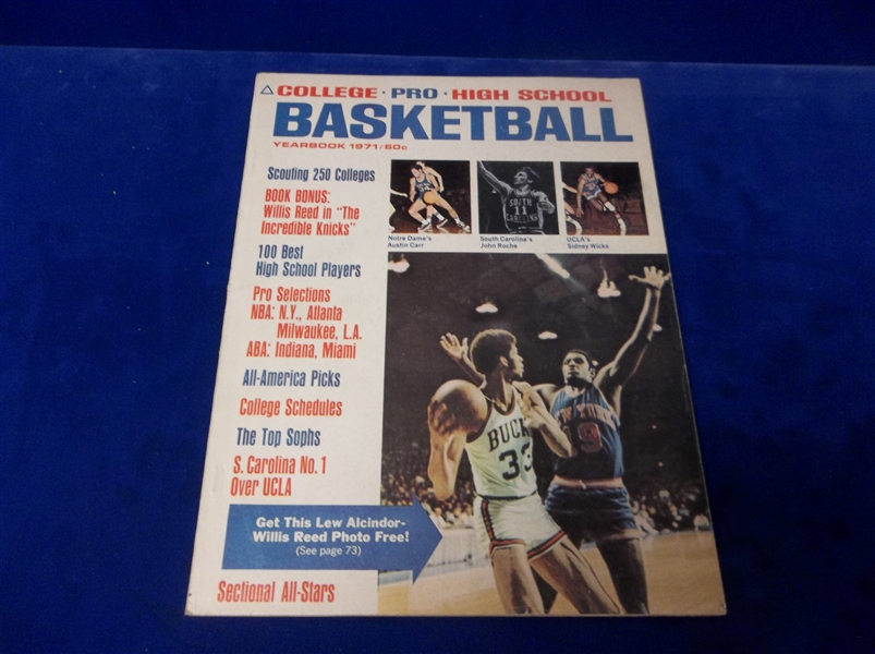 1971 College, Pro, High School Basketball Yearbook- Lew Alcindor/ W. Reed IA Cover