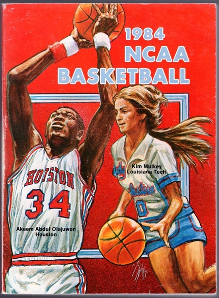 1984 NCAA Bskbl. Guide- A. Olajuwon/ K. Mulkey Illustrated Cover