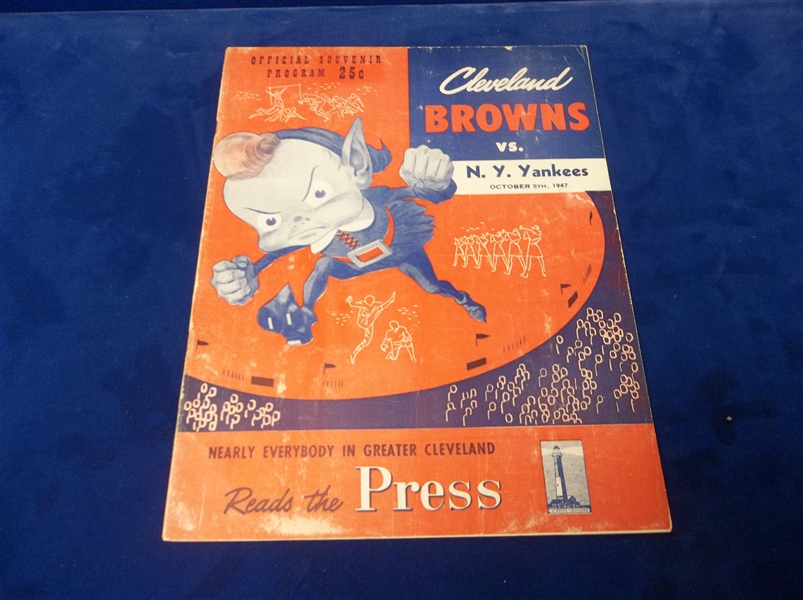 October 5, 1947 New York Yankees @ Cleveland Browns AAFC Program