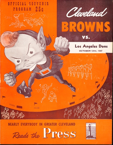 October 12, 1947 Los Angles Dons @ Cleveland Browns AAFC Program