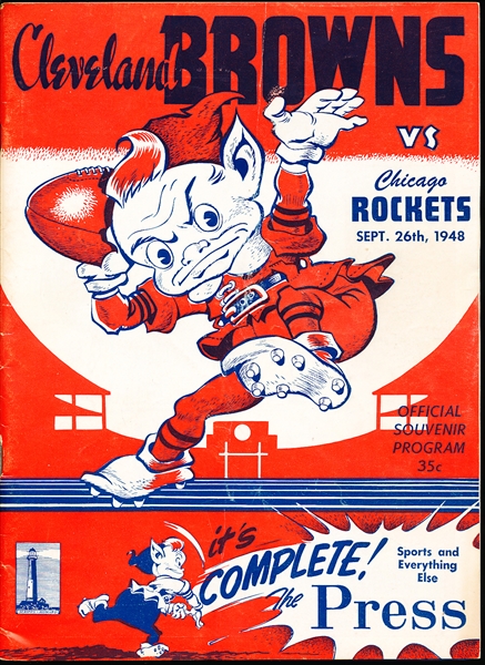 Sept. 26, 1948 Chicago Rockets @ Cleveland Browns AAFC Program