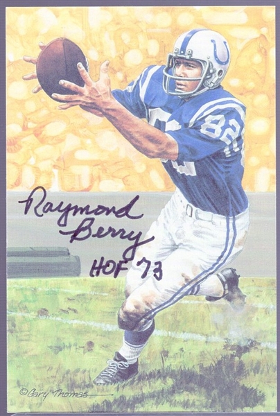 Autographed 1990 Goal Line Art Pro FB HOF Cards #33 Raymond Berry, Colts