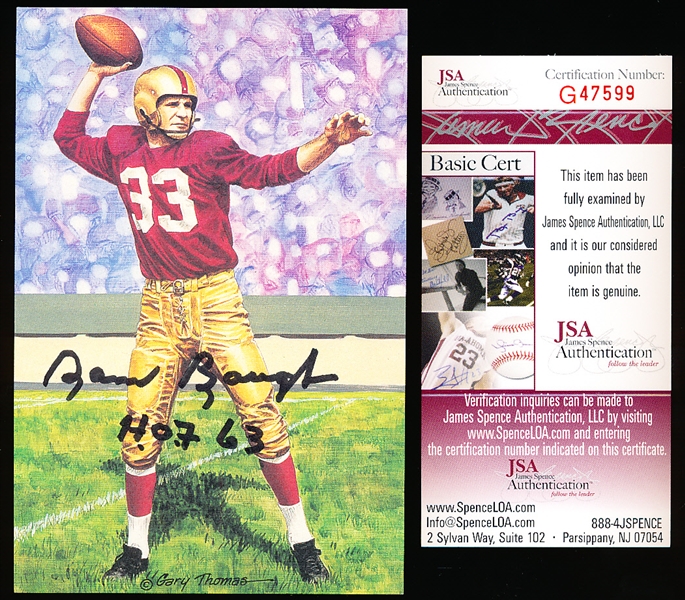 Autographed 1992 Goal Line Art Pro FB HOF Cards #93 Sammy Baugh, Redskins- JSA Certified