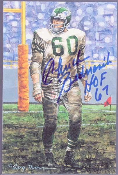 Autographed 1992 Goal Line Art Pro FB HOF Card #94 Chuck Bednarik, Eagles