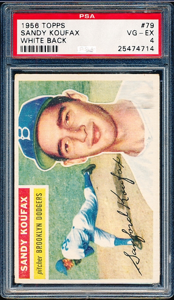 1956 Topps Baseball- #79 Sandy Koufax, Dodgers- PSA Vg-Ex 4