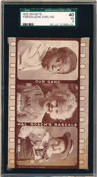 1929 Exhibits “Our Gang”- Farina/ Jean Darling- SGC Graded Very Good 3