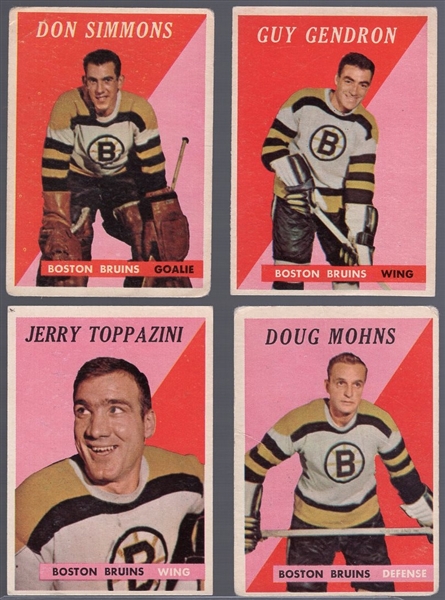 1958-59 Topps Hockey- 7 Diff Boston Bruins