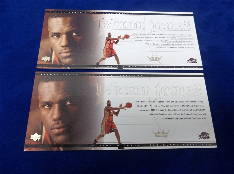 2003-04 Upper Deck LeBron James Box Set “Box Topper” #LJ1- 2 Cards