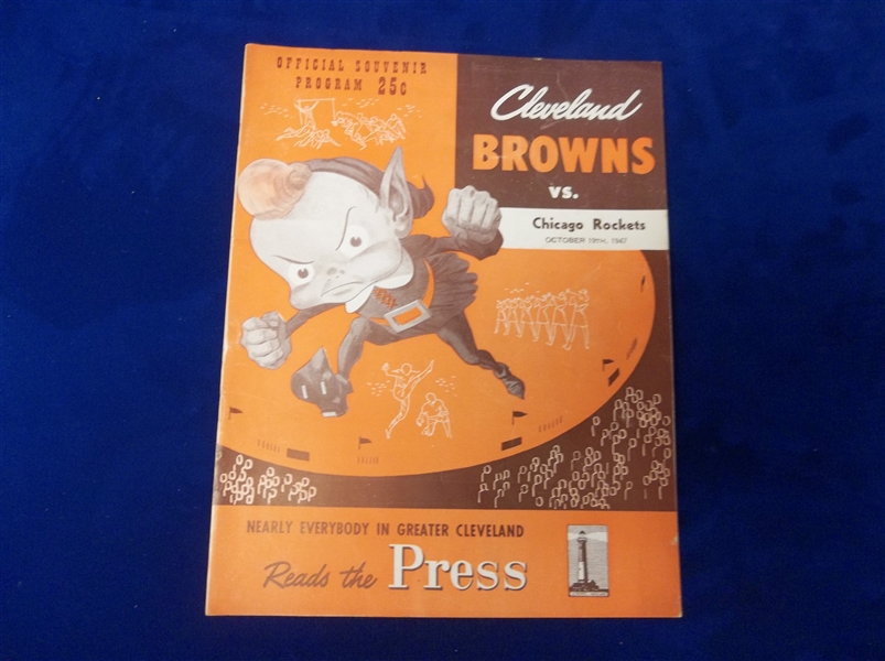 October 19, 1947 Chicago Rockets @ Cleveland Browns AAFC Program