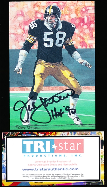 Autographed 1993 Goal Line Art Pro FB HOF Cards #132 Jack Lambert, Steelers- Tri-Star Authentic Certified Hologram