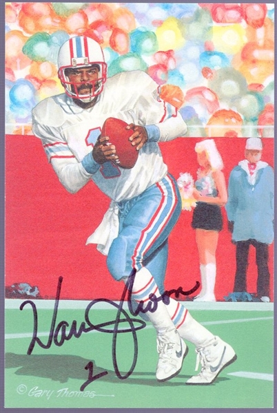 Autographed 2006 Goal Line Art Pro FB HOF Card #233 Warren Moon, Oilers